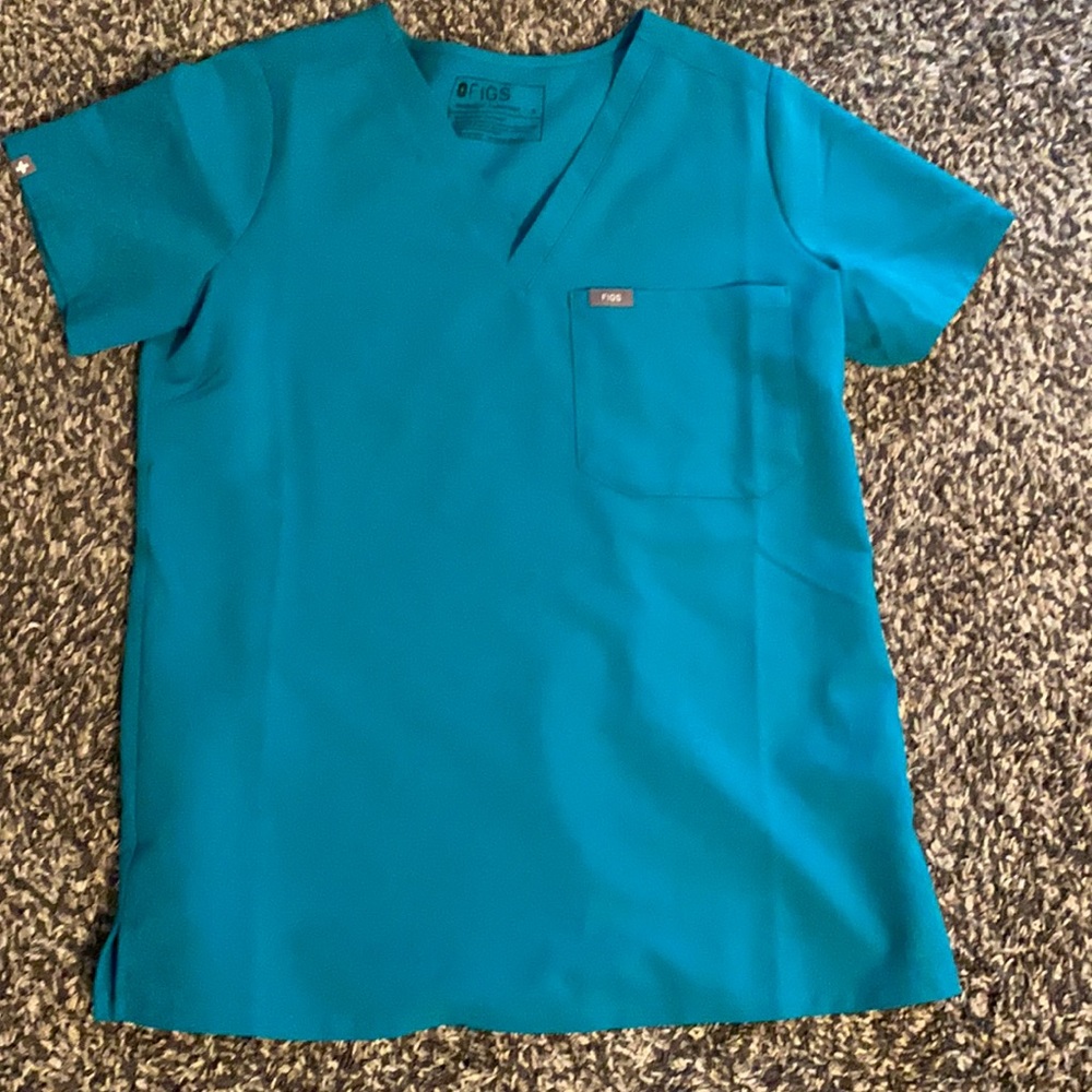 Figs scrub top small teal Catarina